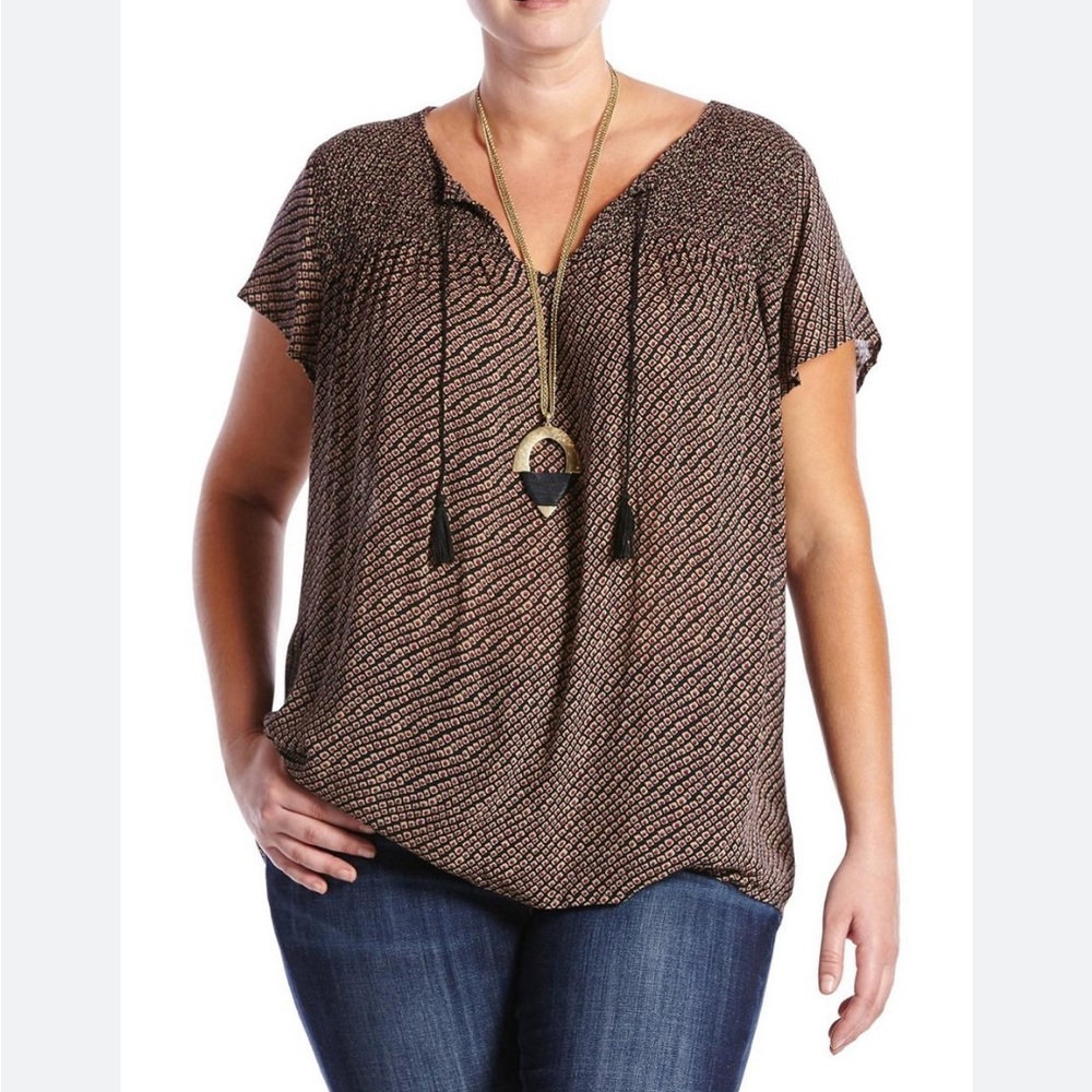Lucky Brand Ditsy Diamond Top Size M